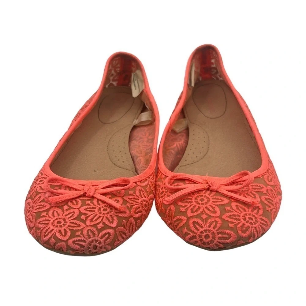 Cherokee Hot Pink Lace Slip On Ballet Flats Size 5 Girl's